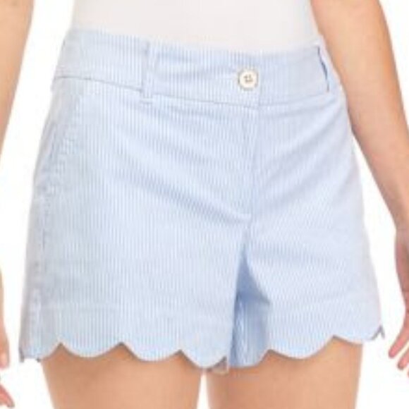 Crown & Ivy Shelby Striped Scalloped Shorts - Picture 1 of 4